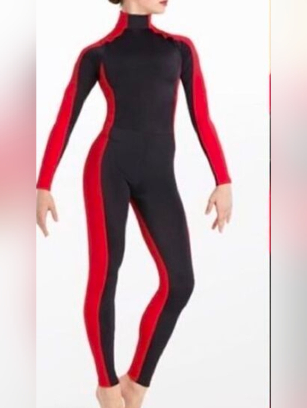 Weissman 64830 Black and Red Full-Length Unitard